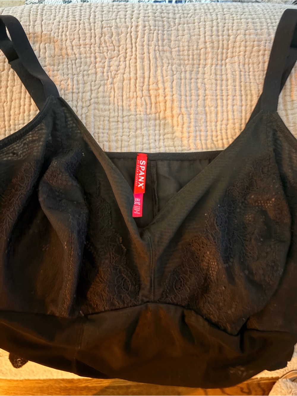 SPANX Black Lace one piece bodysuit shapewear with Wide Straps size 2x